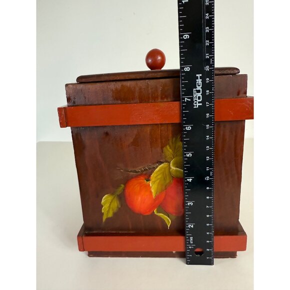 Retro Kitchen Wooden Box Mushroom Apple Rustic 70s Style Hand Painted Storage - Picture 9 of 16